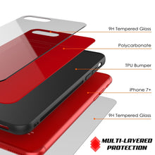 Cargar imagen en el visor de la galería, iPhone 8 PLUS Case, Punkcase GlassShield Ultra Thin Protective 9H Full Body Tempered Glass Cover W/ Drop Protection & Non Slip Grip for Apple iPhone 7 PLUS / Apple iPhone 8 PLUS (Red) (Color in image: Black)