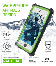 Cargar imagen en el visor de la galería, iPhone SE/5S/5 Waterproof Case, Ghostek® Nautical Green Series| Underwater | Aluminum Frame (Color in image: White)