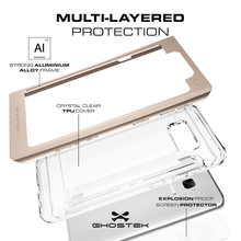 Load image into Gallery viewer, MULTI-LAYERED PROTECTION STRONG ALUMINIUM ALLOY FRAME CRYSTAL CLEAR TPU COVER SSiLS055 EXPLOSION PROOF SCREEN PROTECTOR y (Color in image: Gold)