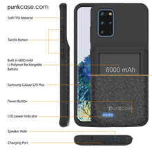 Cargar imagen en el visor de la galería, PunkJuice S20+ Plus Battery Case Patterned Black - Fast Charging Power Juice Bank with 6000mAh (Color in image: Patterned Blue)