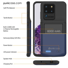 Cargar imagen en el visor de la galería, PunkJuice S20 Ultra Battery Case All Blue - Fast Charging Power Juice Bank with 6000mAh (Color in image: All Black)