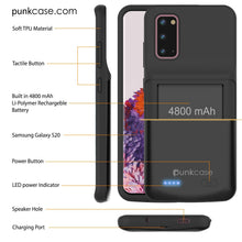 Cargar imagen en el visor de la galería, PunkJuice S20 Battery Case All Black - Fast Charging Power Juice Bank with 4800mAh (Color in image: Red)