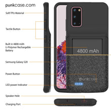 Cargar imagen en el visor de la galería, PunkJuice S20 Battery Case Patterned Black - Fast Charging Power Juice Bank with 4800mAh (Color in image: Patterned Blue)