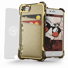 Cargar imagen en el visor de la galería, iPhone 8 Wallet Case, Ghostek Exec Gold Series | Slim Armor Hybrid Impact Bumper | TPU PU Leather Credit Card Slot Holder Sleeve Cover (Color in image: Gold)