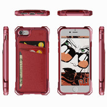 Cargar imagen en el visor de la galería, iPhone 7 Wallet Case, Ghostek Exec Red Series | Slim Armor Hybrid Impact Bumper | TPU PU Leather Credit Card Slot Holder Sleeve Cover (Color in image: Brown)