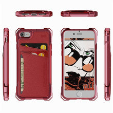 Cargar imagen en el visor de la galería, iPhone 8 Wallet Case, Ghostek Exec Red Series | Slim Armor Hybrid Impact Bumper | TPU PU Leather Credit Card Slot Holder Sleeve Cover (Color in image: Brown)