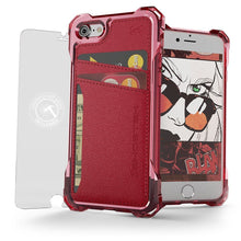 Cargar imagen en el visor de la galería, iPhone 7 Wallet Case, Ghostek Exec Red Series | Slim Armor Hybrid Impact Bumper | TPU PU Leather Credit Card Slot Holder Sleeve Cover (Color in image: Red)