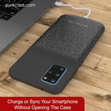 Cargar imagen en el visor de la galería, PunkJuice S20+ Plus Battery Case Patterned Black - Fast Charging Power Juice Bank with 6000mAh (Color in image: All Black)