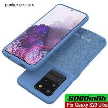 Cargar imagen en el visor de la galería, PunkJuice S20 Ultra Battery Case Patterned Blue - Fast Charging Power Juice Bank with 6000mAh (Color in image: All Black)