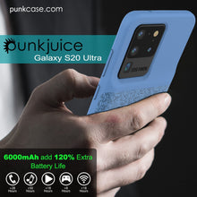 Cargar imagen en el visor de la galería, PunkJuice S20 Ultra Battery Case Patterned Blue - Fast Charging Power Juice Bank with 6000mAh (Color in image: All Blue)