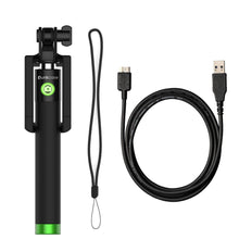 Cargar imagen en el visor de la galería, Selfie Stick - Green, Extendable Monopod with Built-In Bluetooth Remote Shutter (Color in image: Green)