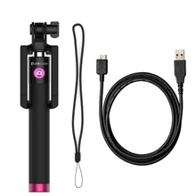 Cargar imagen en el visor de la galería, Selfie Stick Pink, Extendable Monopod with Built-In Bluetooth Remote Shutter (Color in image: Pink)