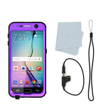 Load image into Gallery viewer, Galaxy S6 Waterproof Case PunkCase StudStar Purple Thin 6.6ft Underwater IP68 Shock/Dirt/Snow Proof (Color in image: light blue)