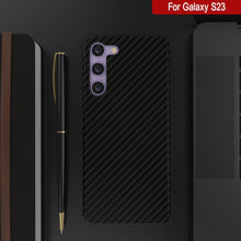 Cargar imagen en el visor de la galería, Funda Galaxy S23, Punkcase CarbonShield, Resistente y Ultradelgada de Doble Capa con Cubierta de Cuero PU Negro (Estilo Fibra de Carbono)
