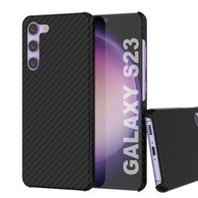 Cargar imagen en el visor de la galería, Funda Galaxy S23, Punkcase CarbonShield, Resistente y Ultradelgada de Doble Capa con Cubierta de Cuero PU Negro (Estilo Fibra de Carbono)