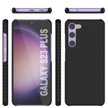 Cargar imagen en el visor de la galería, Funda Galaxy S23+ Plus, Punkcase CarbonShield, resistente y ultradelgada de 2 capas de cuero sintético negro azabache (estilo de fibra de carbono).