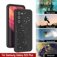 Cargar imagen en el visor de la galería, Funda impermeable Galaxy S23+ Plus PunkCase StudStar Negro Delgado 6.6 pies bajo el agua IP68 a prueba de golpes/nieve.