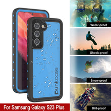 Cargar imagen en el visor de la galería, Funda impermeable Galaxy S23+ Plus PunkCase StudStar Light Blue delgada de 6.6 pies bajo el agua IP68 a prueba de golpes.