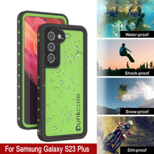 Cargar imagen en el visor de la galería, Funda impermeable PunkCase StudStar Light Green del Galaxy S23+ Plus, delgada y resistente a los golpes de 6.6 pies bajo el agua IP68.