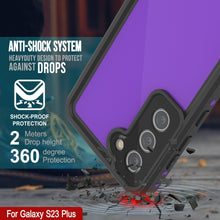 Cargar imagen en el visor de la galería, Carcasa impermeable Galaxy S23+ Plus PunkCase StudStar morado delgada de 6.6 pies resistente al agua IP68 a prueba de golpes/nieve.