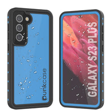 Cargar imagen en el visor de la galería, Funda impermeable Galaxy S23+ Plus PunkCase StudStar Light Blue delgada de 6.6 pies bajo el agua IP68 a prueba de golpes.