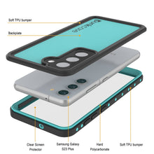Cargar imagen en el visor de la galería, Funda al agua PunkCase StudStar Teal del Galaxy S23+ Plus, delgada, resistente a 6.6 pies sumergidos bajo el agua, resistente a golpes/nieve IP68.
