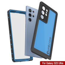 Cargar imagen en el visor de la galería, Estuche al agua PunkCase StudStar para Galaxy S23 Ultra, color azul claro, delgado, sumergible hasta 6.6 pies de profundidad y con certificación IP68 a prueba de golpes.