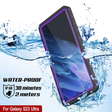 Cargar imagen en el visor de la galería, Carcasa resistente al agua Galaxy S23 Ultra PunkCase StudStar morada delgada, que soporta hasta 6.6 pies bajo el agua, es a prueba de golpes/nieve con certificación IP68.