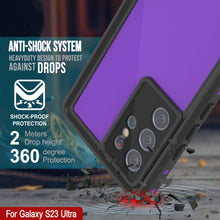 Cargar imagen en el visor de la galería, Carcasa resistente al agua Galaxy S23 Ultra PunkCase StudStar morada delgada, que soporta hasta 6.6 pies bajo el agua, es a prueba de golpes/nieve con certificación IP68.