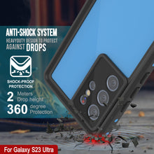 Cargar imagen en el visor de la galería, Estuche al agua PunkCase StudStar para Galaxy S23 Ultra, color azul claro, delgado, sumergible hasta 6.6 pies de profundidad y con certificación IP68 a prueba de golpes.
