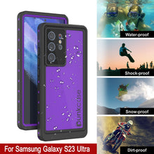 Cargar imagen en el visor de la galería, Carcasa resistente al agua Galaxy S23 Ultra PunkCase StudStar morada delgada, que soporta hasta 6.6 pies bajo el agua, es a prueba de golpes/nieve con certificación IP68.