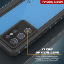 Cargar imagen en el visor de la galería, Estuche al agua PunkCase StudStar para Galaxy S23 Ultra, color azul claro, delgado, sumergible hasta 6.6 pies de profundidad y con certificación IP68 a prueba de golpes.