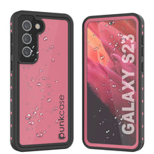 Cargar imagen en el visor de la galería, Carcasa impermeable Galaxy S23 PunkCase StudStar Pink delgada, resistente bajo el agua hasta 6.6 pies, a prueba de golpes/nieve con certificación IP68.
