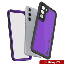 Cargar imagen en el visor de la galería, Estuche impermeable Galaxy S23 PunkCase StudStar morado delgado, resistente hasta 6.6 pies bajo el agua, a prueba de golpes/nieve IP68.