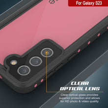 Cargar imagen en el visor de la galería, Carcasa impermeable Galaxy S23 PunkCase StudStar Pink delgada, resistente bajo el agua hasta 6.6 pies, a prueba de golpes/nieve con certificación IP68.