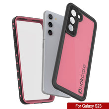 Cargar imagen en el visor de la galería, Carcasa impermeable Galaxy S23 PunkCase StudStar Pink delgada, resistente bajo el agua hasta 6.6 pies, a prueba de golpes/nieve con certificación IP68.