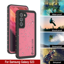 Cargar imagen en el visor de la galería, Carcasa impermeable Galaxy S23 PunkCase StudStar Pink delgada, resistente bajo el agua hasta 6.6 pies, a prueba de golpes/nieve con certificación IP68.