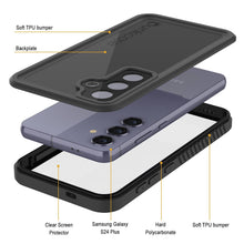 Cargar imagen en el visor de la galería, Funda impermeable para Galaxy S24+ Plus PunkCase StudStar negra fina de 2 m, resistente al agua, IP68, a prueba de golpes y nieve