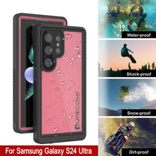 Cargar imagen en el visor de la galería, Funda impermeable para Galaxy S24 Ultra PunkCase StudStar, delgada, color rosa, 2 m, resistente al agua, IP68, a prueba de golpes y nieve
