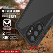 Cargar imagen en el visor de la galería, Funda impermeable para Galaxy S24 Ultra PunkCase StudStar negra fina de 2 m, resistente al agua, IP68, a prueba de golpes y nieve