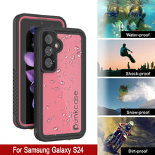 Cargar imagen en el visor de la galería, Funda impermeable para Galaxy S24 PunkCase StudStar, color rosa, fina, 1,9 m, resistente al agua, IP68, a prueba de golpes y nieve