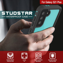 Load image into Gallery viewer, Galaxy S21+ Plus Waterproof Case PunkCase StudStar Teal Thin 6.6ft Underwater IP68 Shock/Snow Proof (Color in image: light blue)