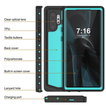 Cargar imagen en el visor de la galería, Galaxy Note 10+ Plus Waterproof Case, Punkcase Studstar Series Teal Thin Armor Cover (Color in image: clear)