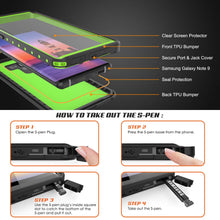 Cargar imagen en el visor de la galería, Galaxy Note 9 Waterproof Case PunkCase StudStar Light Green Thin 6.6ft Underwater ShockProof (Color in image: clear)