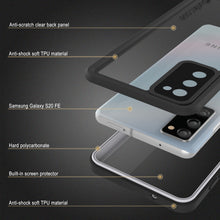 Cargar imagen en el visor de la galería, Anti-scratch clear back panel Anti-shock soft TPU material Samsung Galaxy S20 FE Hard polycarbonate Built-in screen protector Anti-shock soft TPU material (Color in image: Black)
