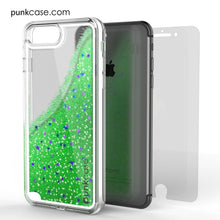 Cargar imagen en el visor de la galería, iPhone 8+ Plus Case, PunkCase LIQUID Green Series, Protective Dual Layer Floating Glitter Cover (Color in image: rose)