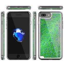 Cargar imagen en el visor de la galería, iPhone 8+ Plus Case, PunkCase LIQUID Green Series, Protective Dual Layer Floating Glitter Cover (Color in image: gold)