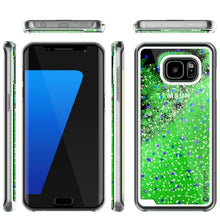 Cargar imagen en el visor de la galería, S7 Edge Case, PunkCase LIQUID Green Series, Protective Dual Layer Floating Glitter Cover (Color in image: gold)
