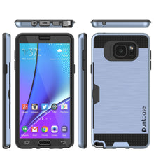 Cargar imagen en el visor de la galería, Galaxy Note 5 Case PunkCase SLOT Navy Series Slim Armor Soft Cover Case w/ Tempered Glass (Color in image: Silver)