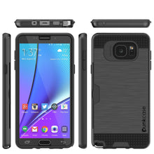 Cargar imagen en el visor de la galería, Galaxy Note 5 Case PunkCase SLOT Black Series Slim Armor Soft Cover Case w/ Tempered Glass (Color in image: Silver)
